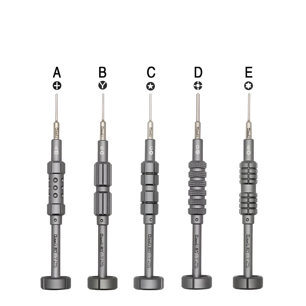 iPhone-compatible T2 cross triangle tail screwdriver with grenade-shaped aluminium handle for precision electronics repair