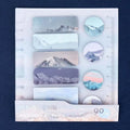 PP bottom plate index sticker set with loose-leaf ruler and multi-size sticky notes for document organisation