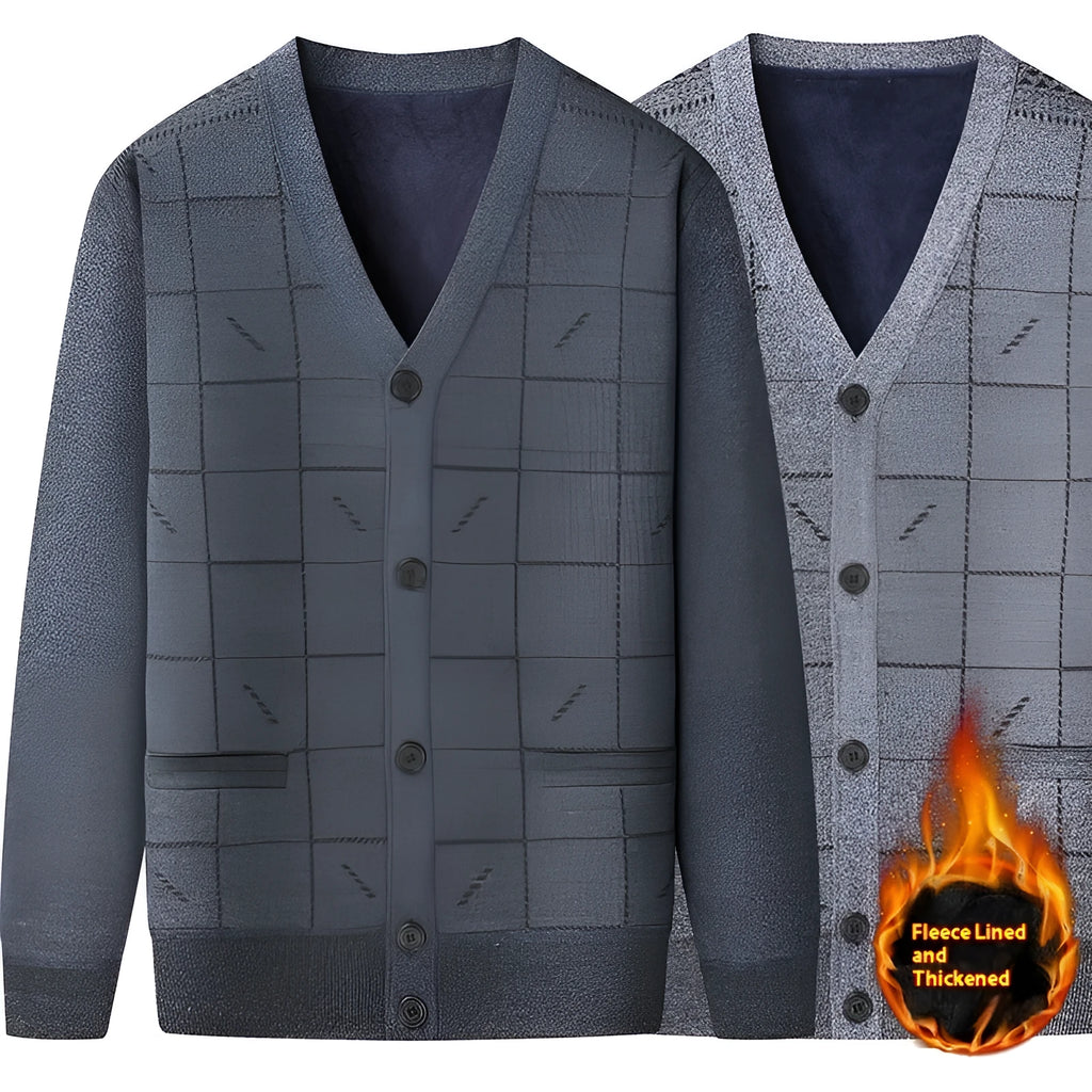 Men's wool-lined cardigan with batwing sleeves in dark grey colour option