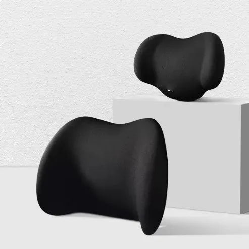 Memory cotton car cushion set showing headrest and back support cushions in available colours