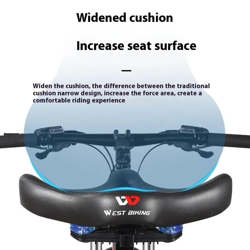 Black bicycle seat cushion made of leather and polyurethane foam for shock absorption.