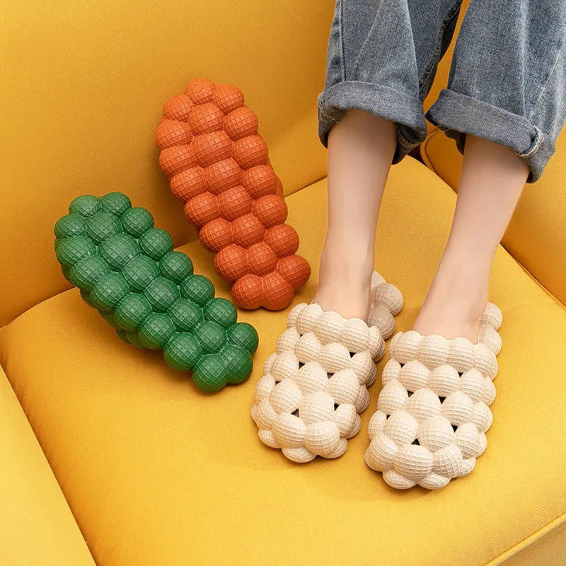 New summer EVA massage mesh bubble bathroom slides with anti-skid sole in beige colour