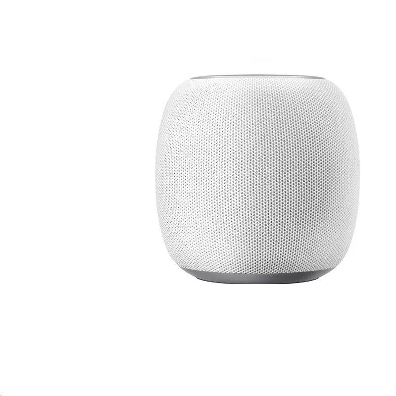 Compact mini AI voice assistant Bluetooth smart speaker with six microphones and control buttons.