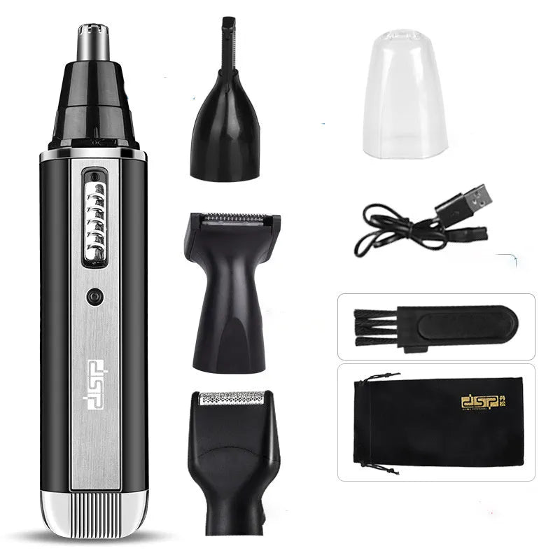 Electric shaver grooming kit in blue, black or silver for razor, sideburns, eyebrows and nose hair trimming