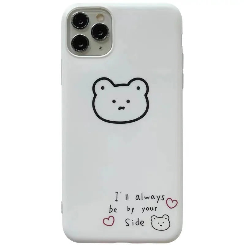 Silicone mobile phone case for iPhone 6 and 6S featuring a Korean bear cartoon design on a soft back cover.