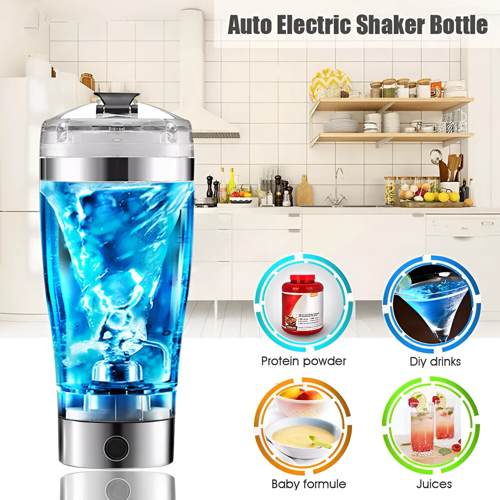 Stainless steel colour USB rechargeable electric protein shaker cup with 600ml capacity