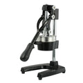 Cast iron manual citrus juicer with stainless steel strainer in black colour