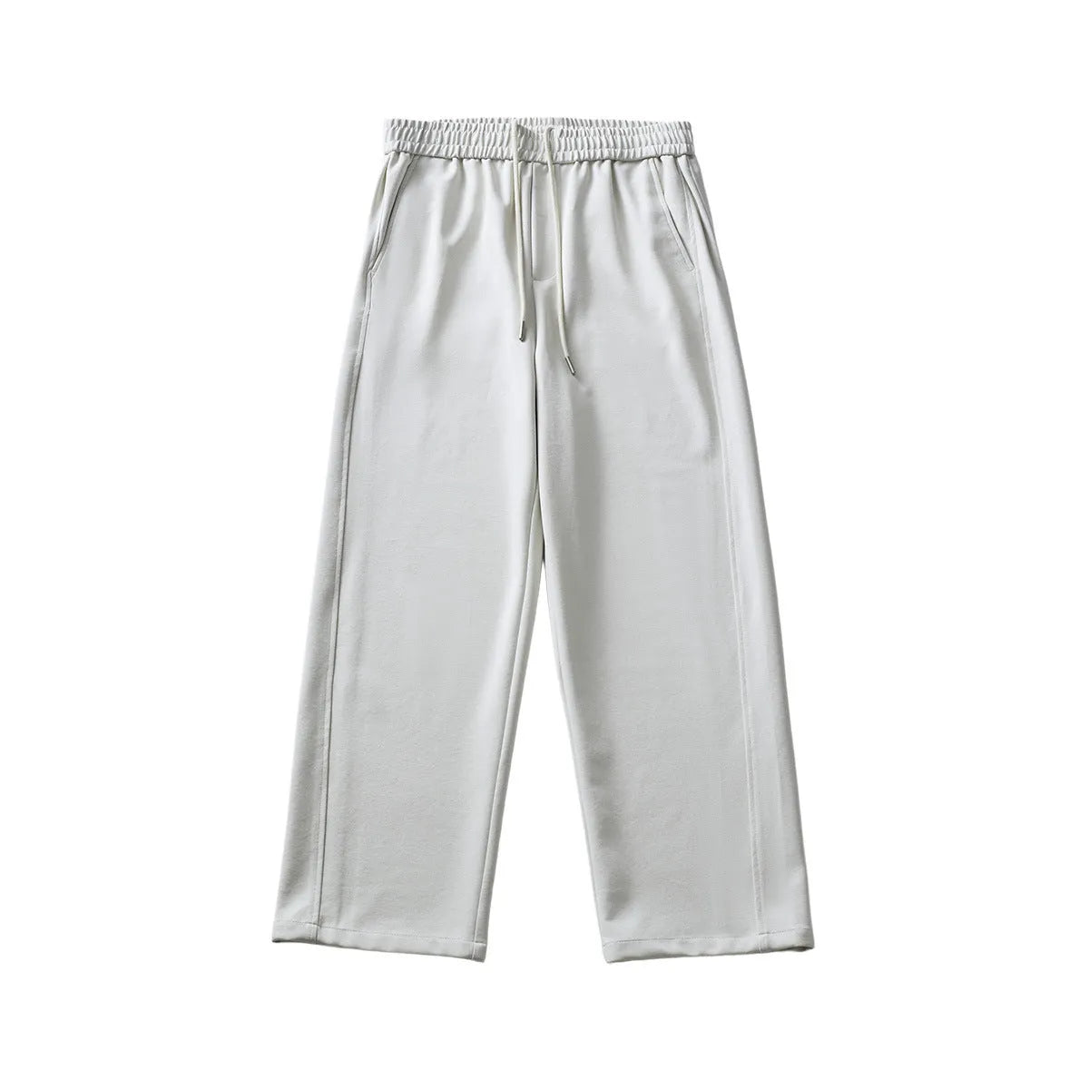 Men's straight leg casual trousers in cotton blend fabric with lace-up high waist closure
