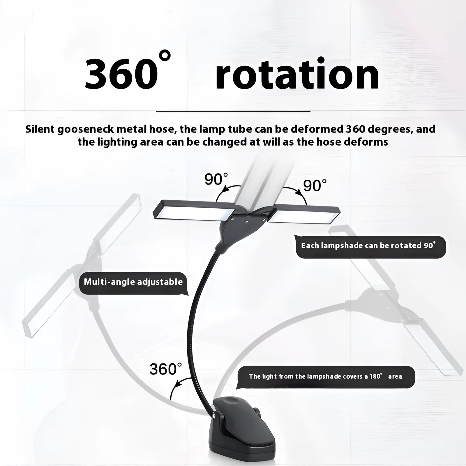 Black rechargeable music stand lamp with 28 LEDs on a metal music stand.