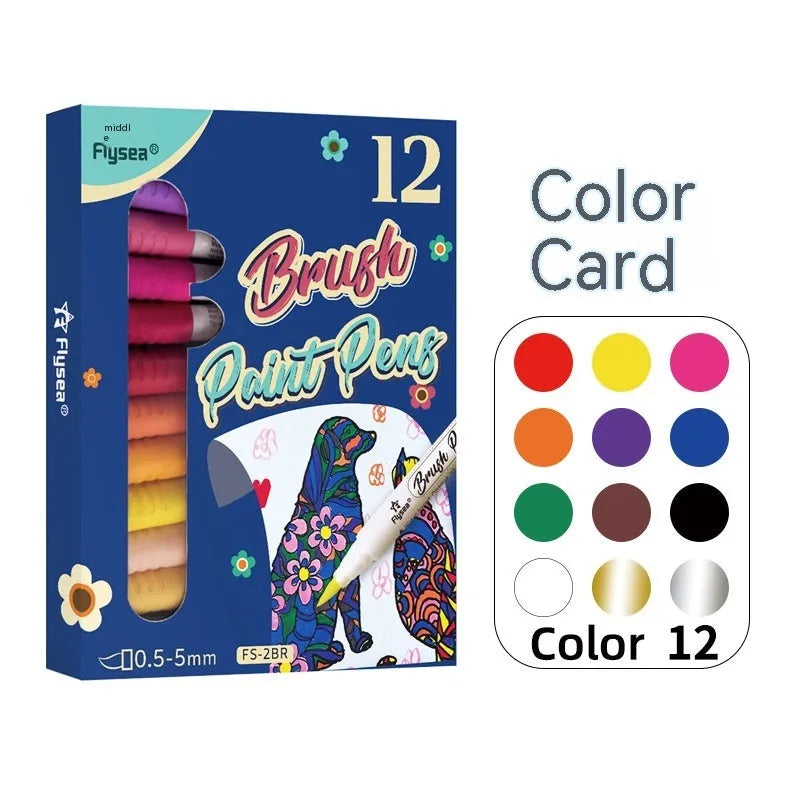 Set of soft head gouache brush marker pens for hand painting and card decoration