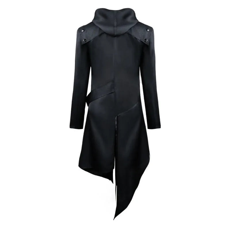 Black polyester Halloween cos coat for adults, fancy dress costume jacket
