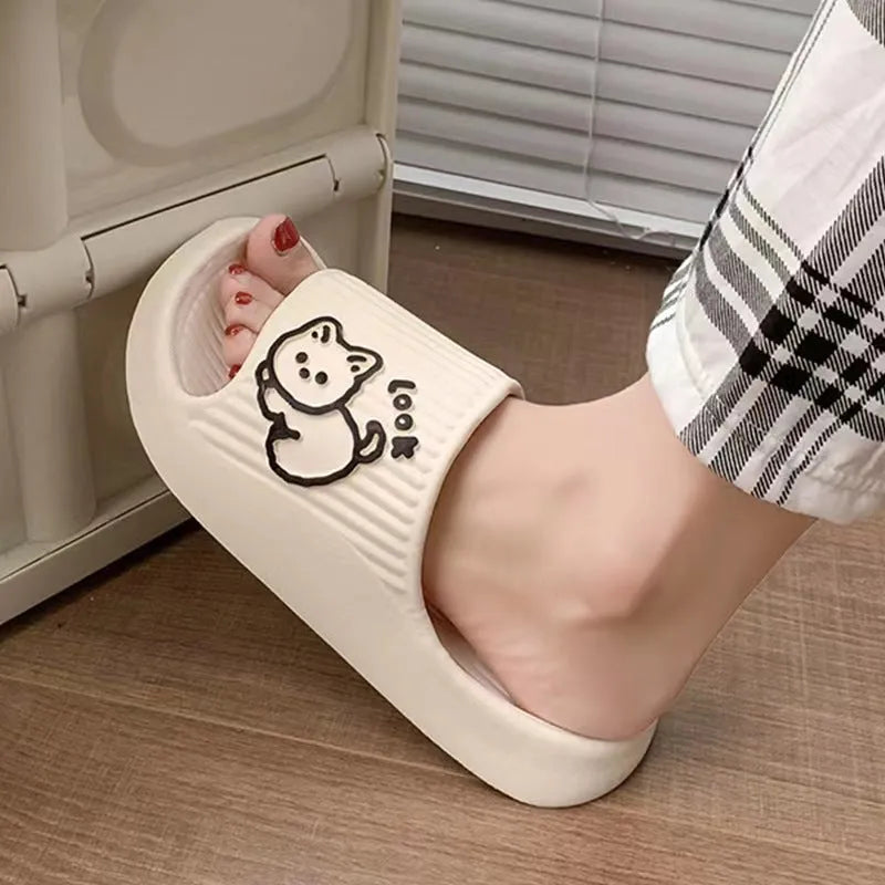 Cat design EVA platform slippers in multiple colours with non-slip sole for indoor outdoor wear