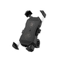 Anti-falling anti-shake bicycle bracket with automatic telescopic four claws holding a smartphone on a black handlebar