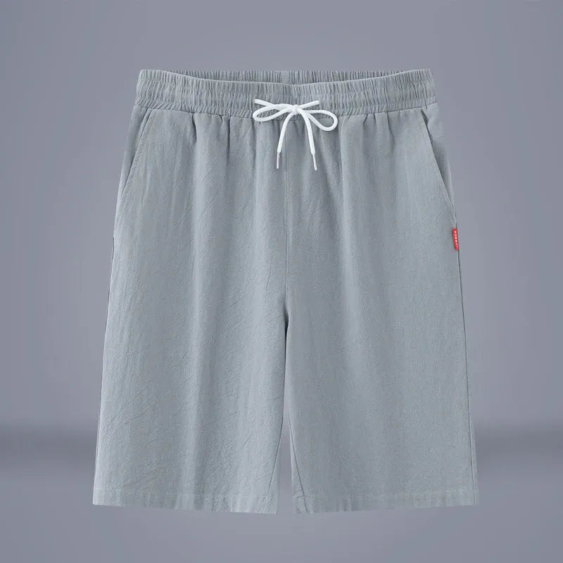 Cotton and linen cropped pants in Army Green with a drawstring waist.