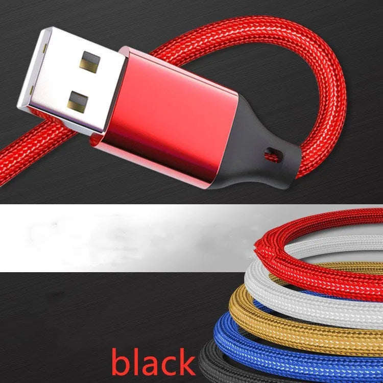 3-in-1 charging cable with nylon braid in multiple colour options