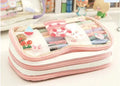 Transparent TPU pencil case with Japanese girl heart rabbit designs in red and pink colour options