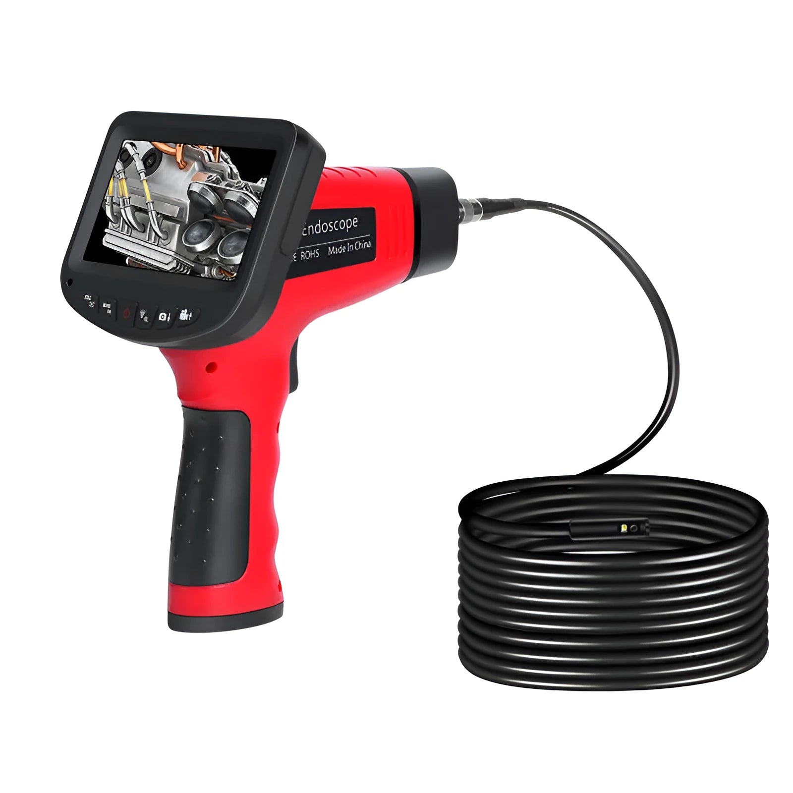 8.5mm diameter dual-lens endoscope inspection camera with flexible snake cable.