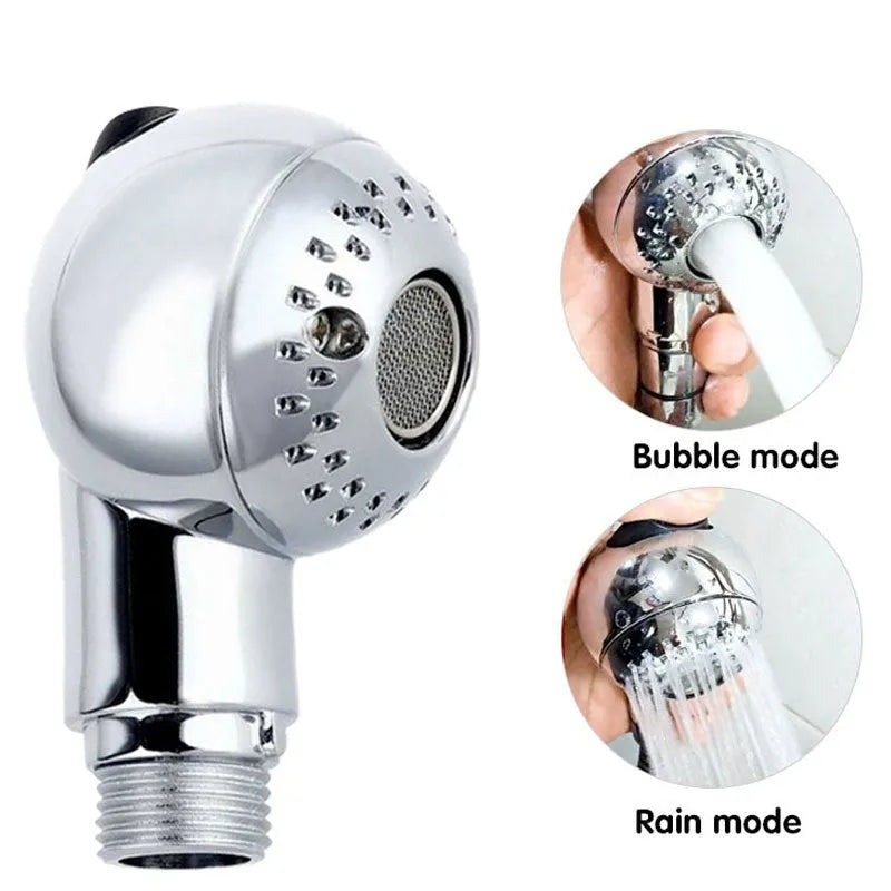 Silver non-pressure handheld shower head for gentle pet and baby washing