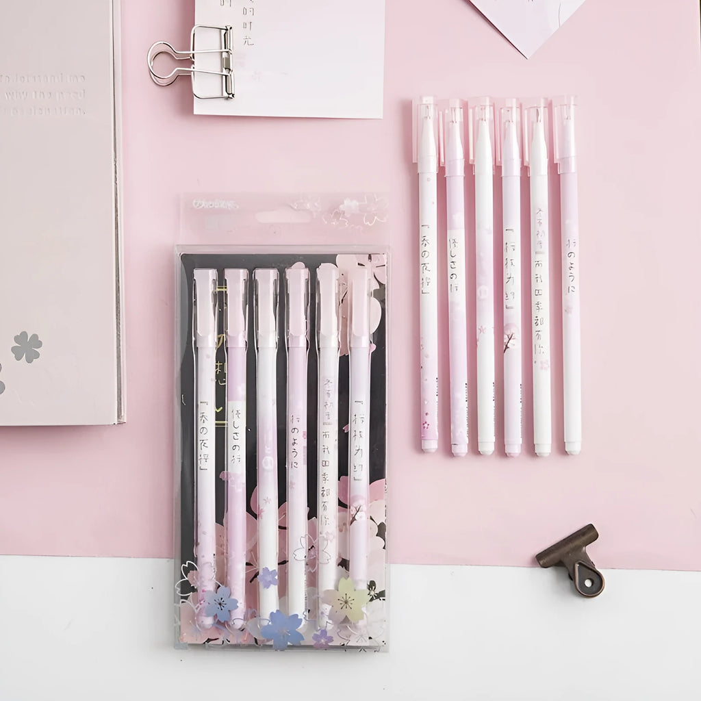 Sakura black gel pen six-piece set with 0.5mm needle-tube refills