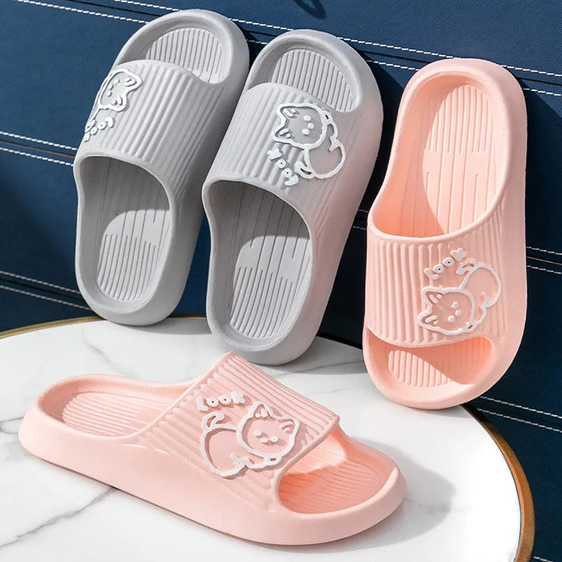 Cat design EVA platform slippers in multiple colours with non-slip sole for indoor outdoor wear