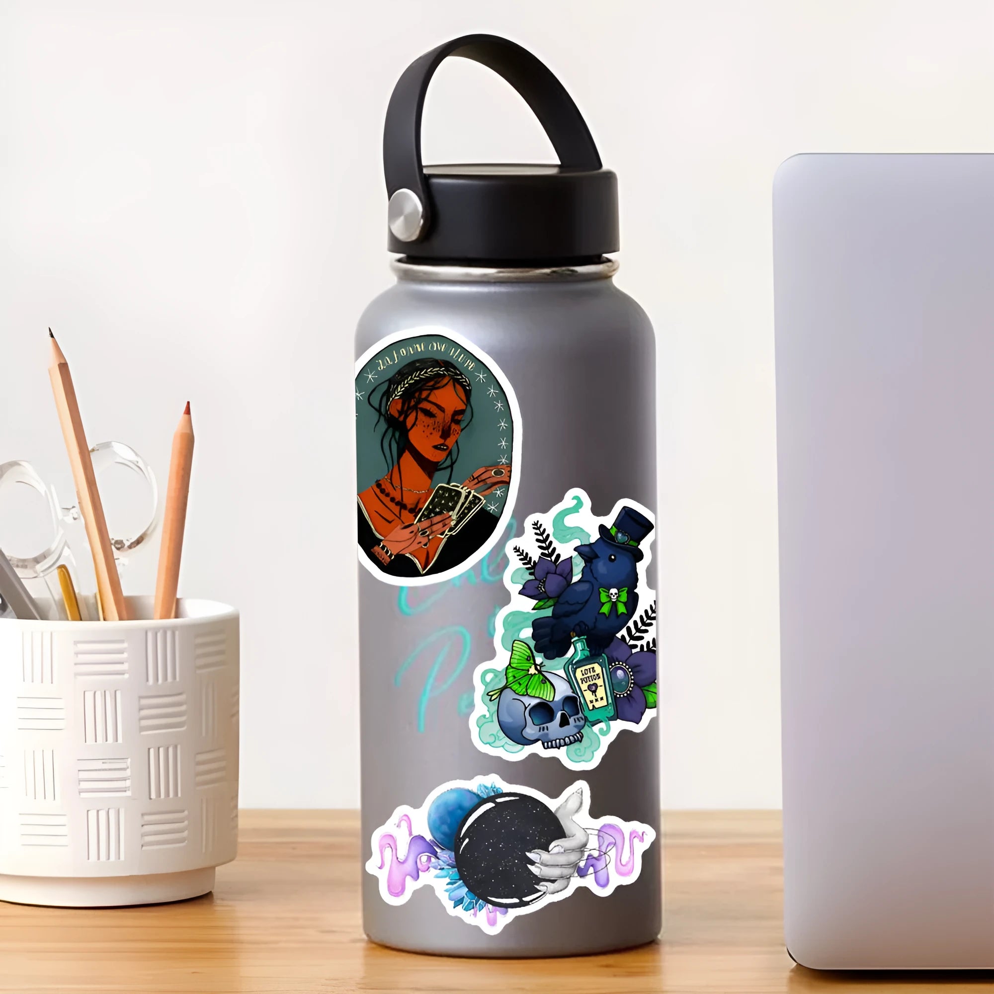 50 waterproof PVC stickers with glossy finish for laptop and smooth surface decoration