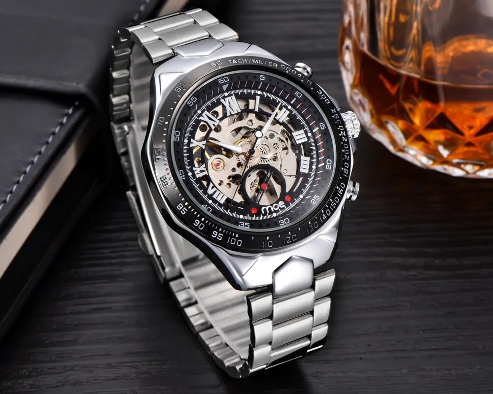 MCE men's mechanical watch with explosion proof certification and stainless steel case