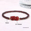 Natural garnet purple sand pixiu and strawberry quartz square women's bracelet geometric design