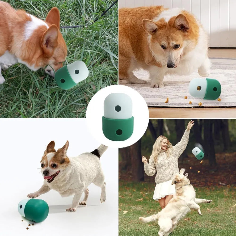 Food-grade silicone dog treat puzzle ball in multiple colour combinations for small medium dogs