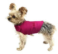 A brown dog wearing a casual brocade cotton tank top for soothing comfort.