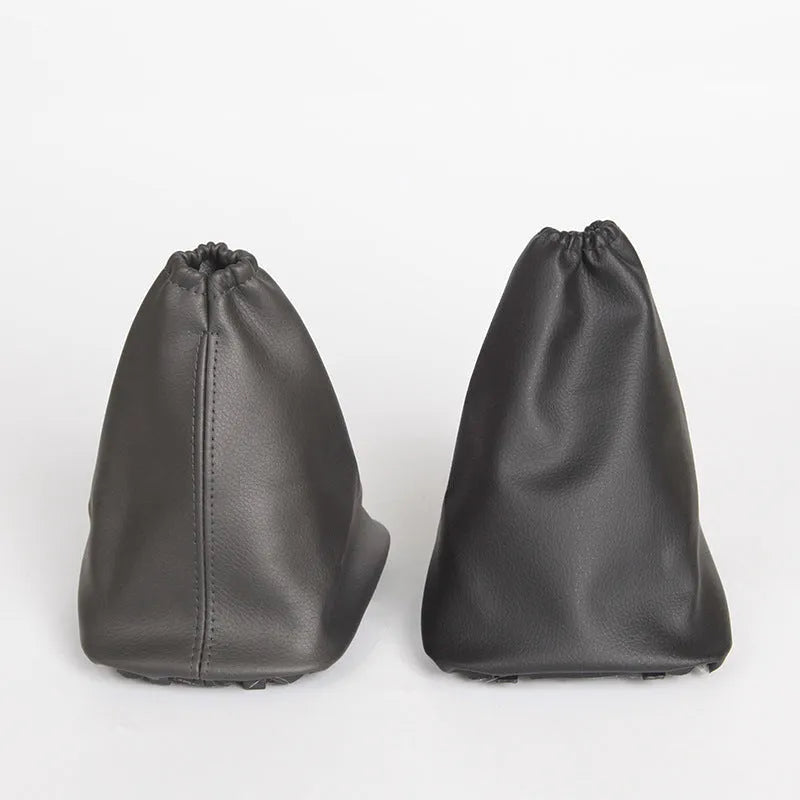 Black leather gear shift dust cover for Toyota Corolla measuring 15.2cm by 12.9cm