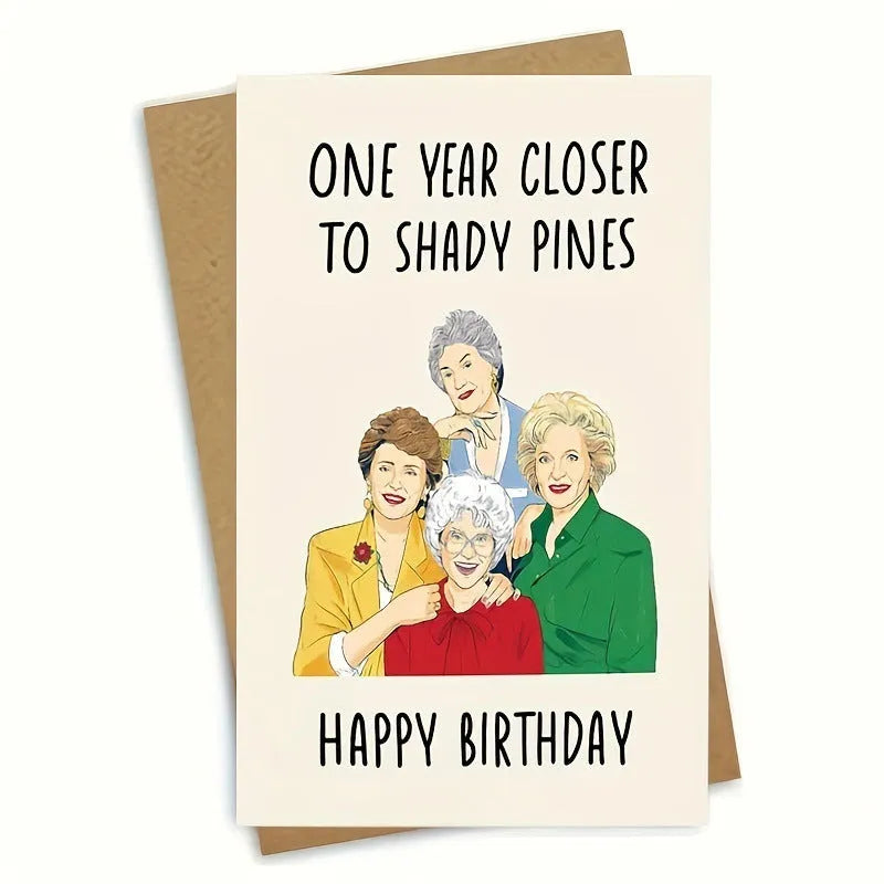 Simple printed birthday greeting card with envelope in multiple colour options including kraft paper