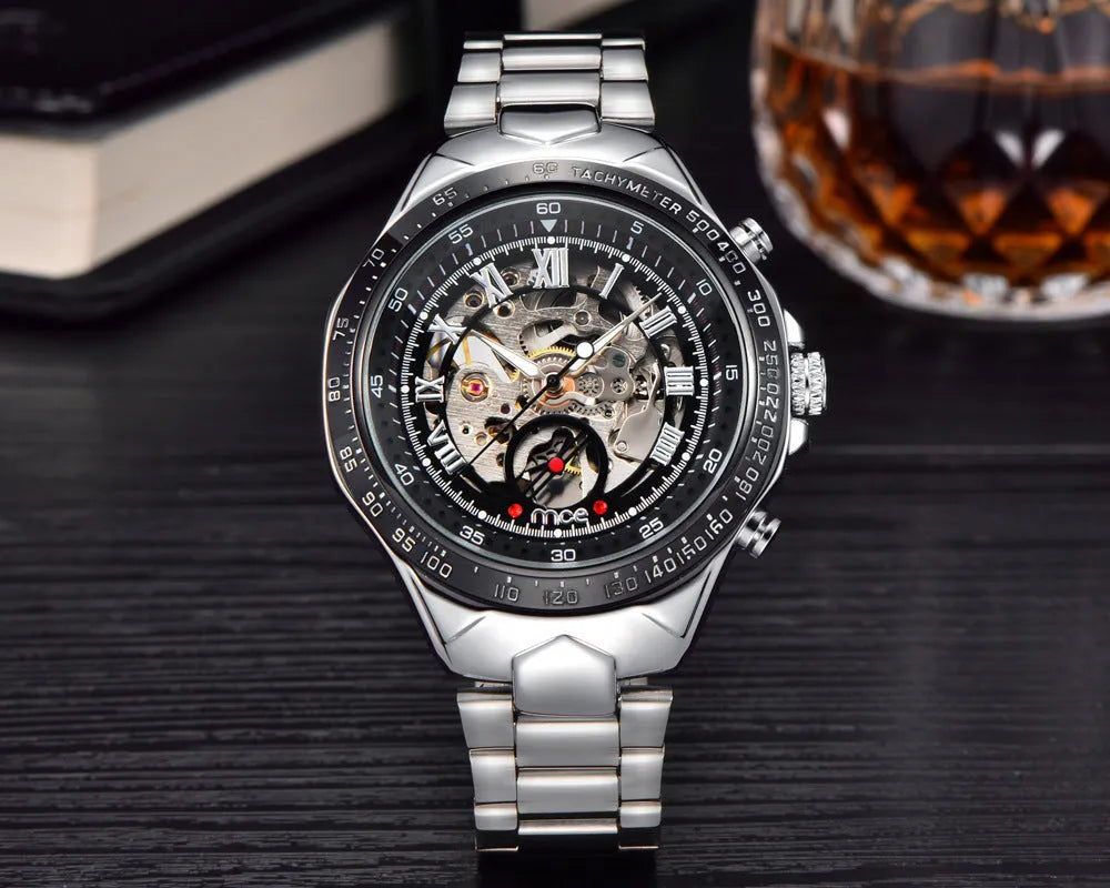 MCE men's mechanical watch with explosion proof certification and stainless steel case