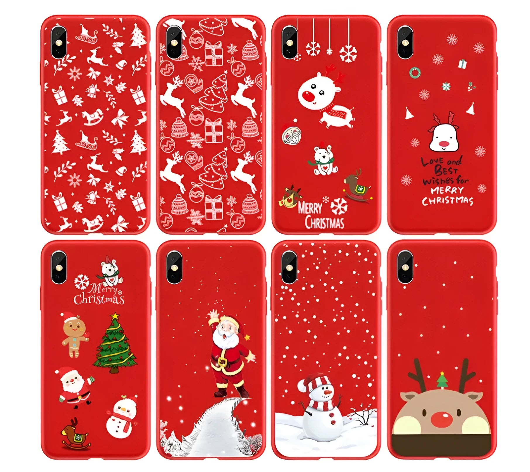 Christmas-themed painted back cover case for iPhone showing one of nine festive design options.