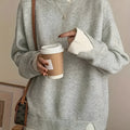 Grey round neck chenille sweater for women sizes 0XL to 5XL
