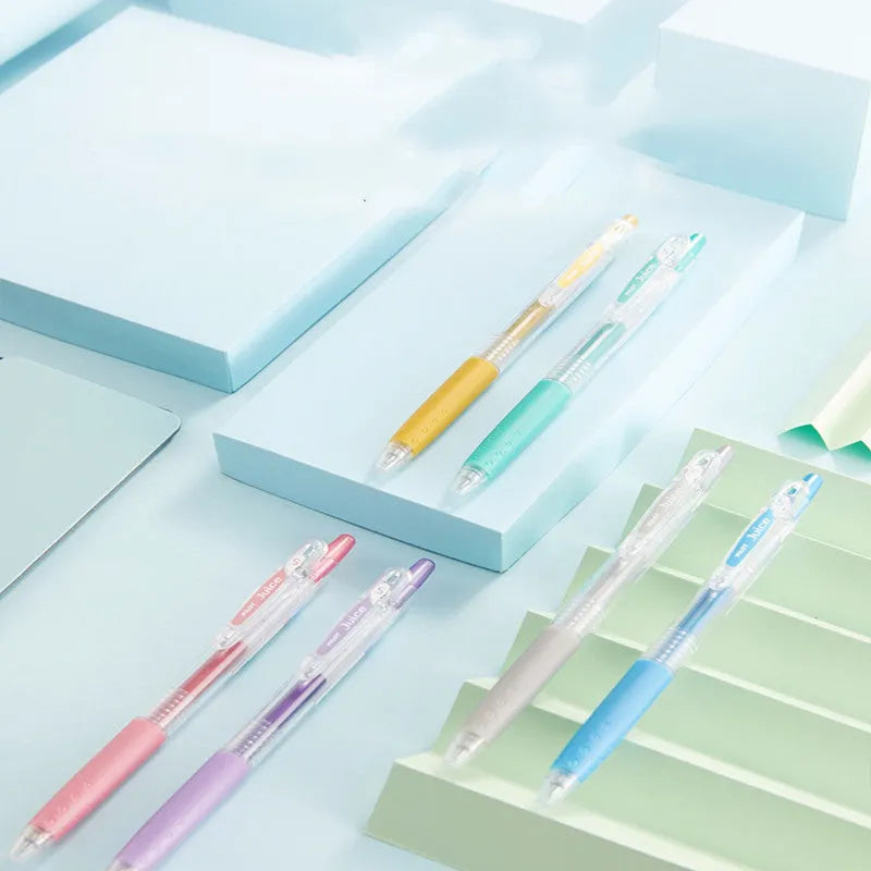 Baiguole gel pen set showing six colours with 0.5mm tips and 143mm length