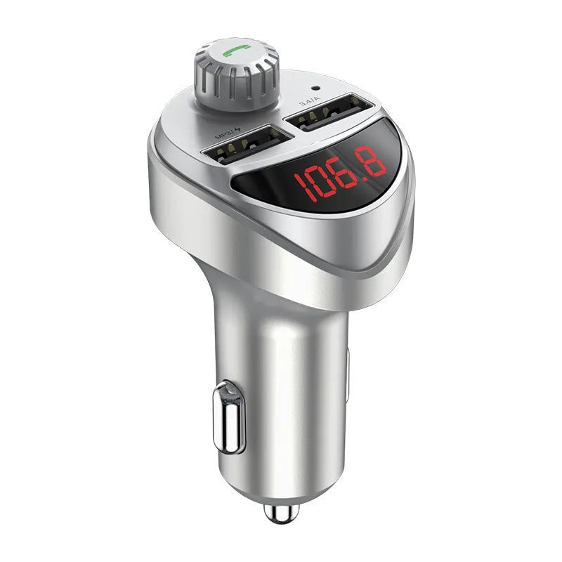 Bluetooth FM AM car audio player with dual USB ports and digital voltage display