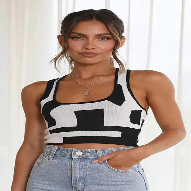 Women's U collar camisole vest in slim fit street fashion style available in multiple colours