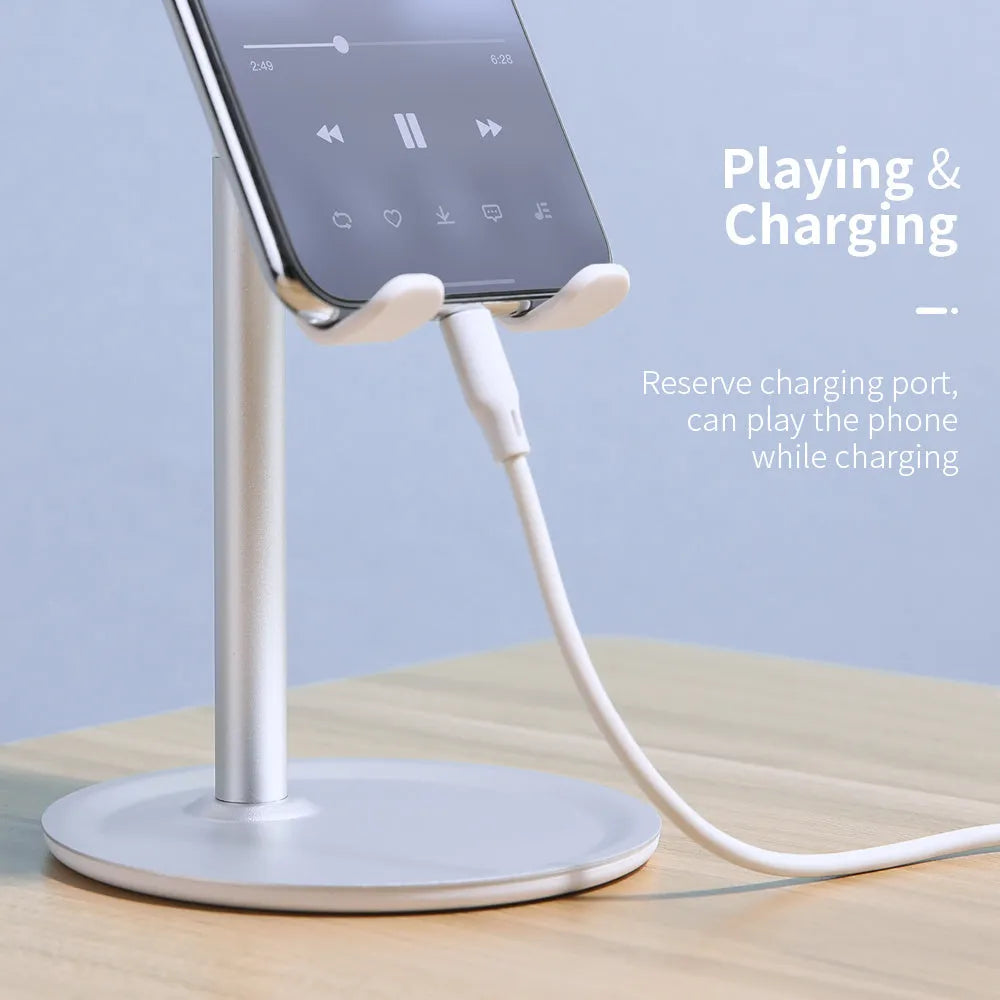 Aluminium alloy mobile phone and tablet desktop stand in black or white colour