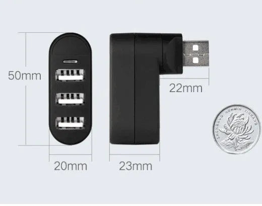 USB 2.0 multi-port expansion hub with spinning colour design in black and white options