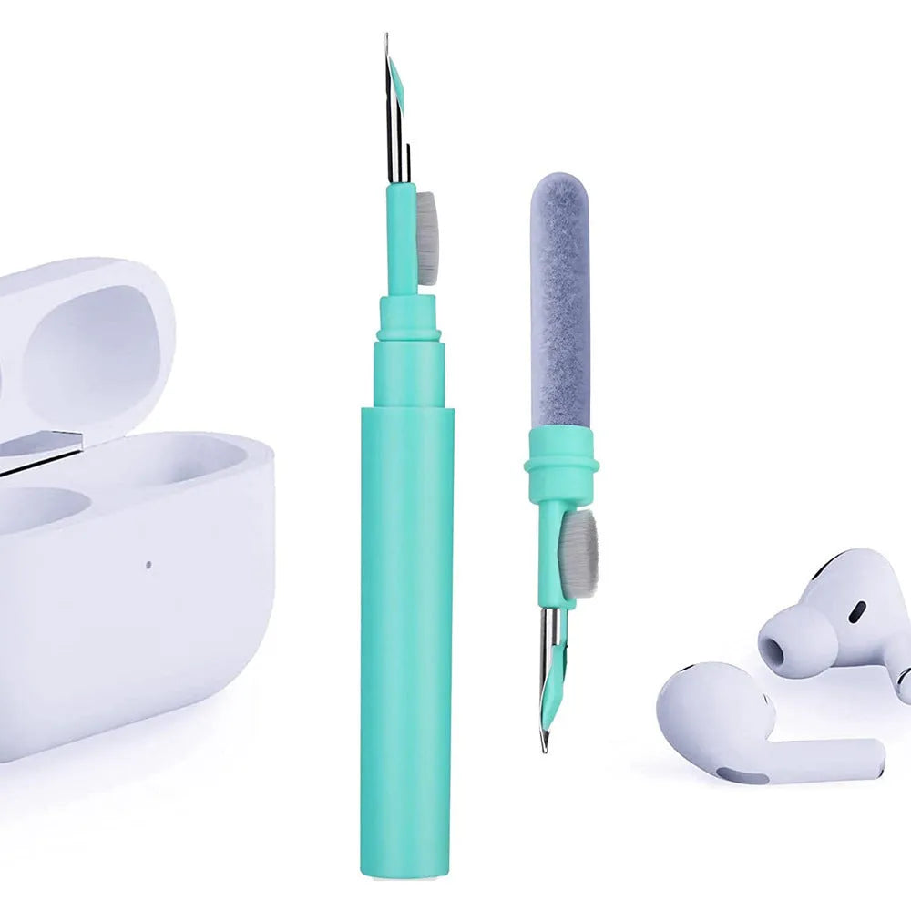 Bluetooth earbuds cleaning pen with ABS fibre flocking tip, 10.8cm long, in black colour