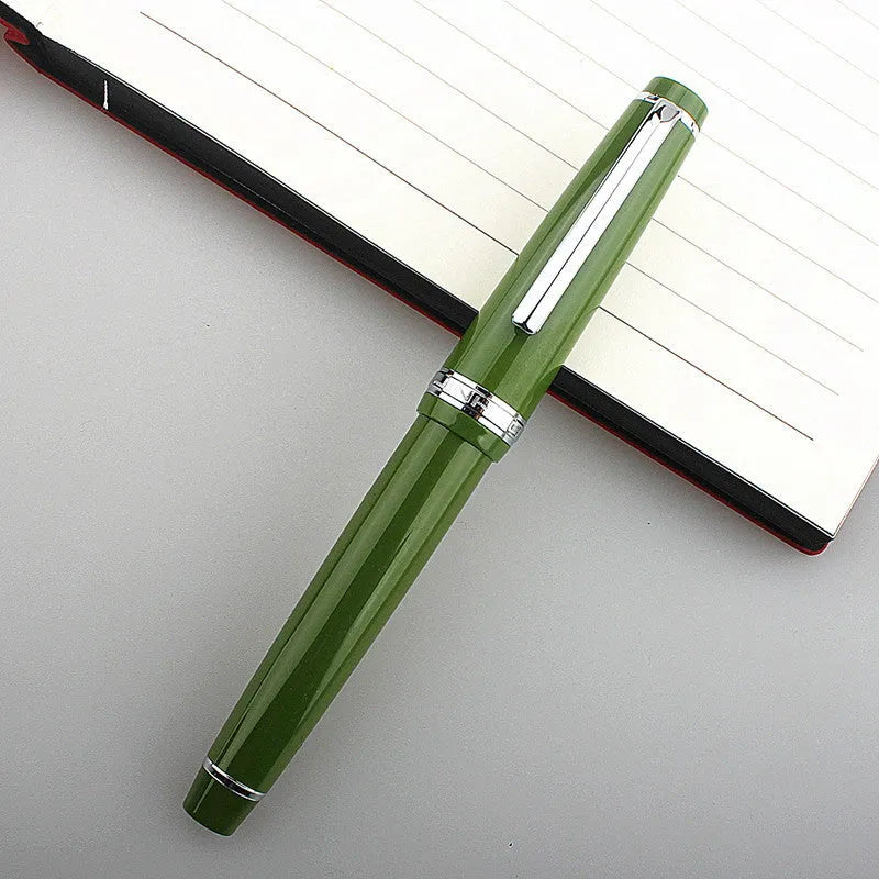 Resin business pen with stainless steel nib shown in a selection of colour and clip finish options.