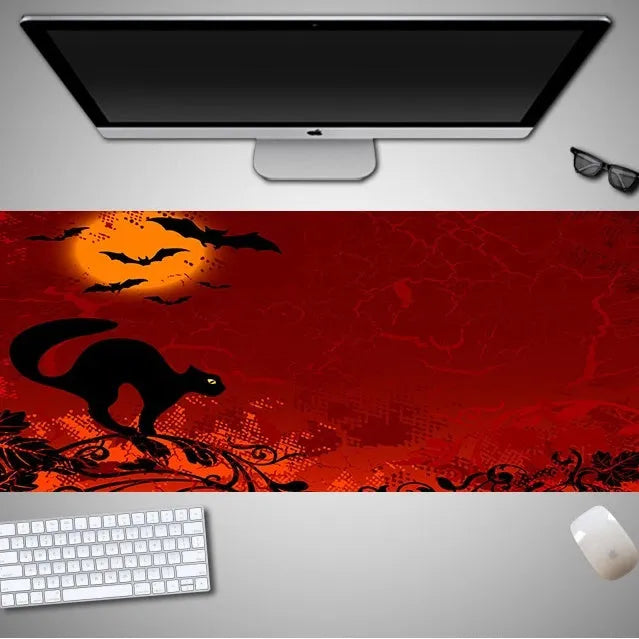 Oversized Halloween-themed computer mouse pad with a non-slip rubber cloth base.