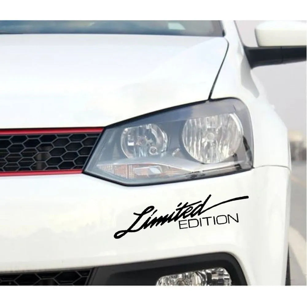 Reflective plastic bumper sticker with English text, shown in black, white, and colourful variants.