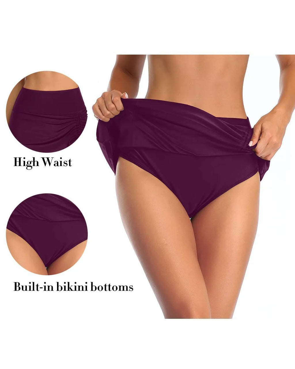 Women's solid colour lace fashion swimming trunks in polyester fibre