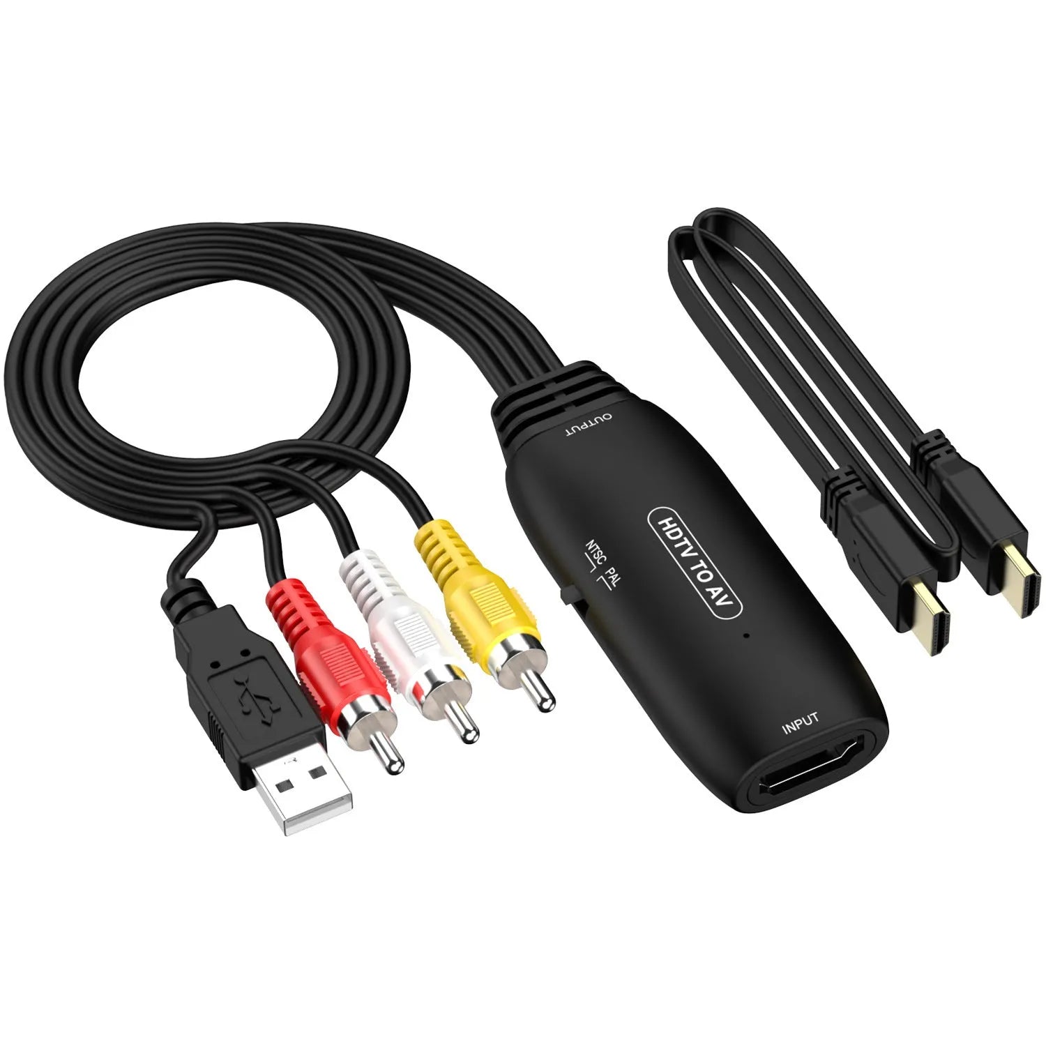 HDMI to AV converter adapter cable with 110cm length for video transfer to monitors and projectors