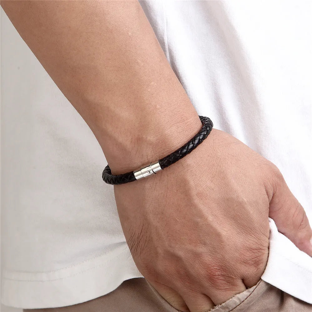 Geometric titanium steel wire bracelet with a magnetic clasp, shown in a silver colour.
