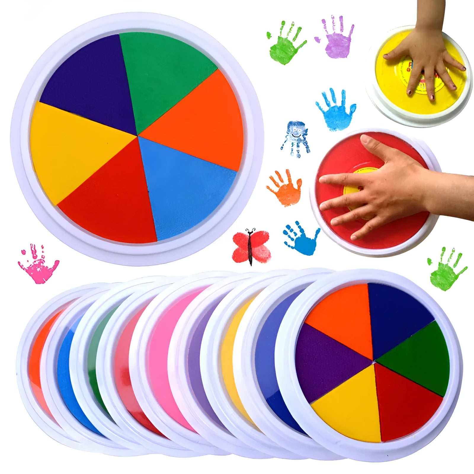 16cm children's fingerprint inkpad with plastic cover and guide picture book for washable painting