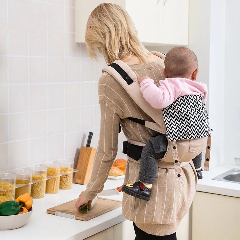 Children's cotton baby carrier sling in beige with adjustable waistband 72-134CM for ages 5-36 months