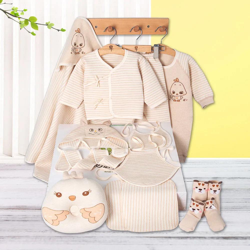 Cotton baby clothes set with cartoon animal prints in cardigan style for newborns 0-1 years