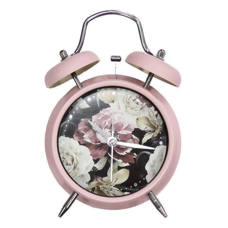 Retro cute plastic alarm clock in lotus colour with seconds display, 75x34x107mm